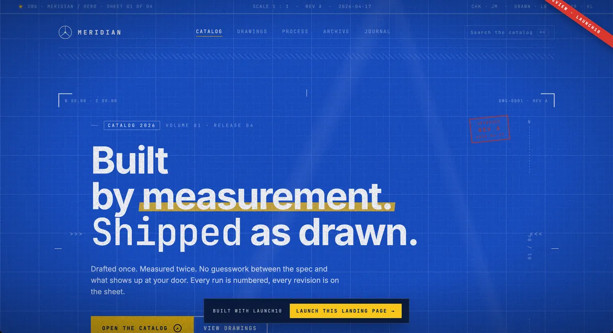 Launch10 landing page for Meridian — Construction, Philadelphia, PA